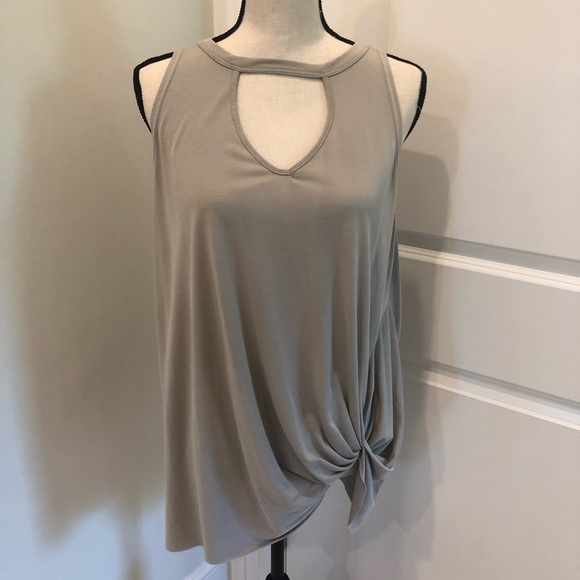 She and Sky Tops - She + Sky Taupe Side Knot Tank